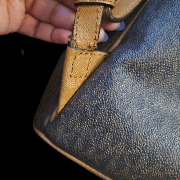 Michael Kors Brown Large Backpack with Gold & White Stripe - Picture 5 of 6